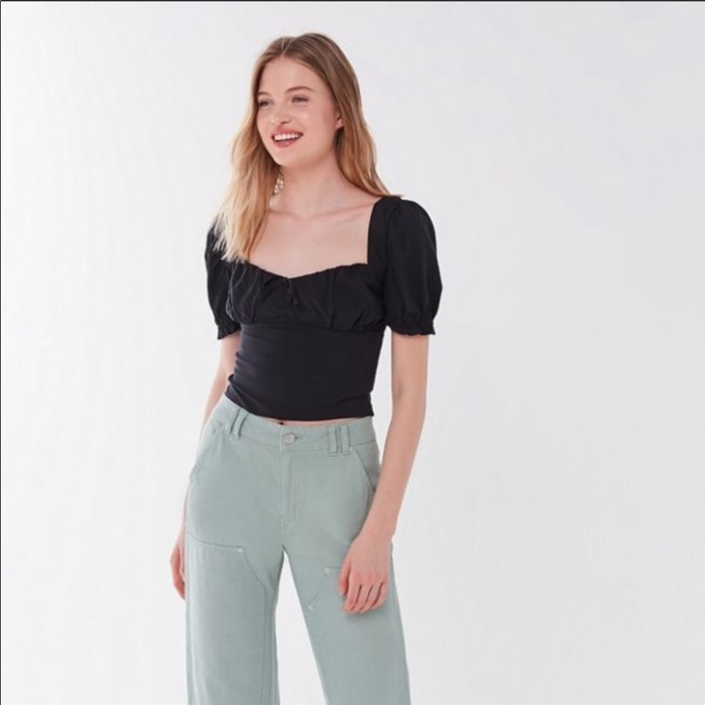 Urban Outfitters Cassia Puff Sleeve Cropped Top